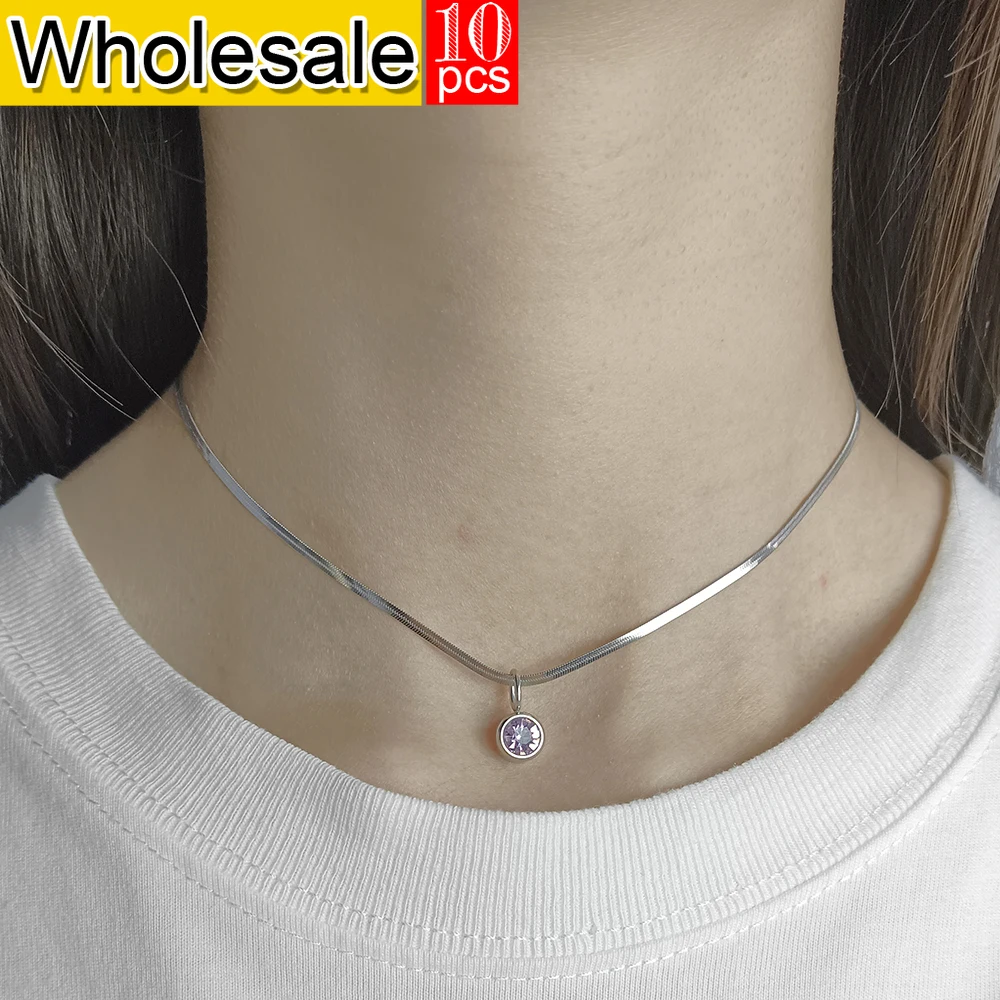 Простое женское ожерелье-подвеска из нержавеющей стали серебряного цвета 10 шт.