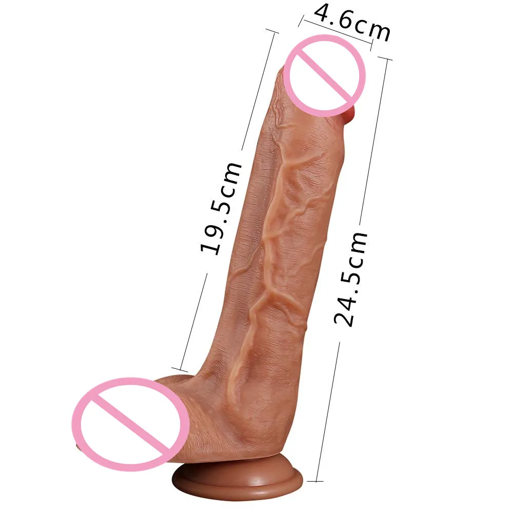 

25cm Dildos Realistic Flesh Brown Dildo for Women Flexible Huge Penis with Textured Shaft & Strong Suction Cup Sex Toys Sexshop
