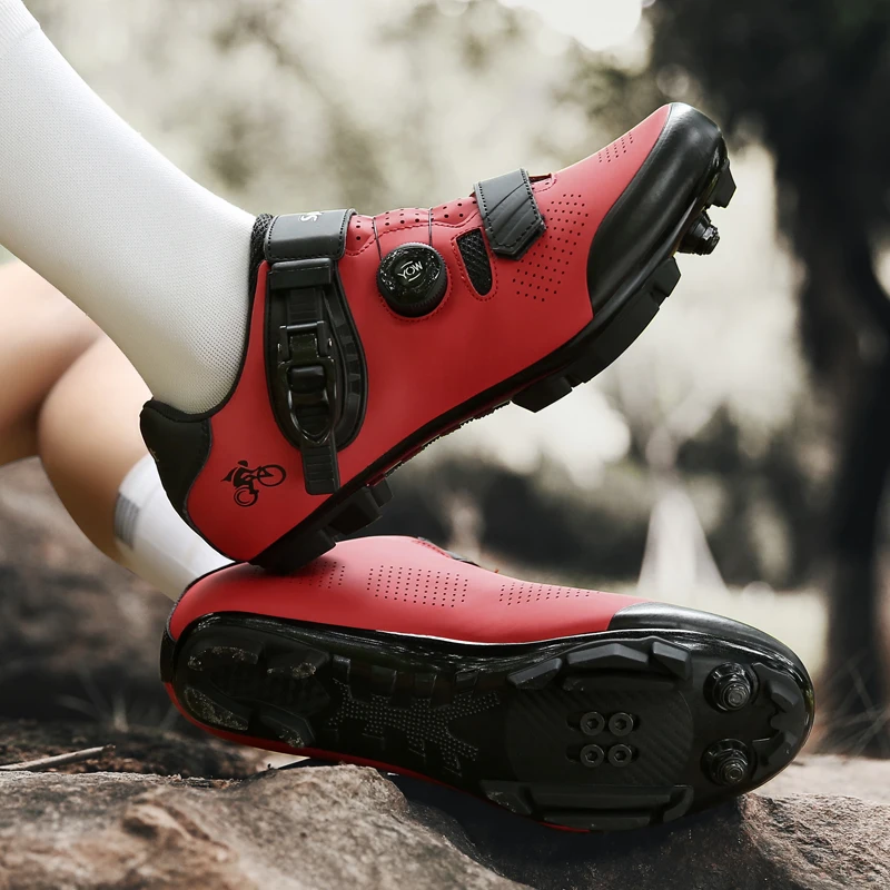 

Men Cycling Shoes Red MTB Mountain Bicycle Sneaker Professional Cleat Flat Bottom Outdoor Road Bike Sports Biking Footwear 48#