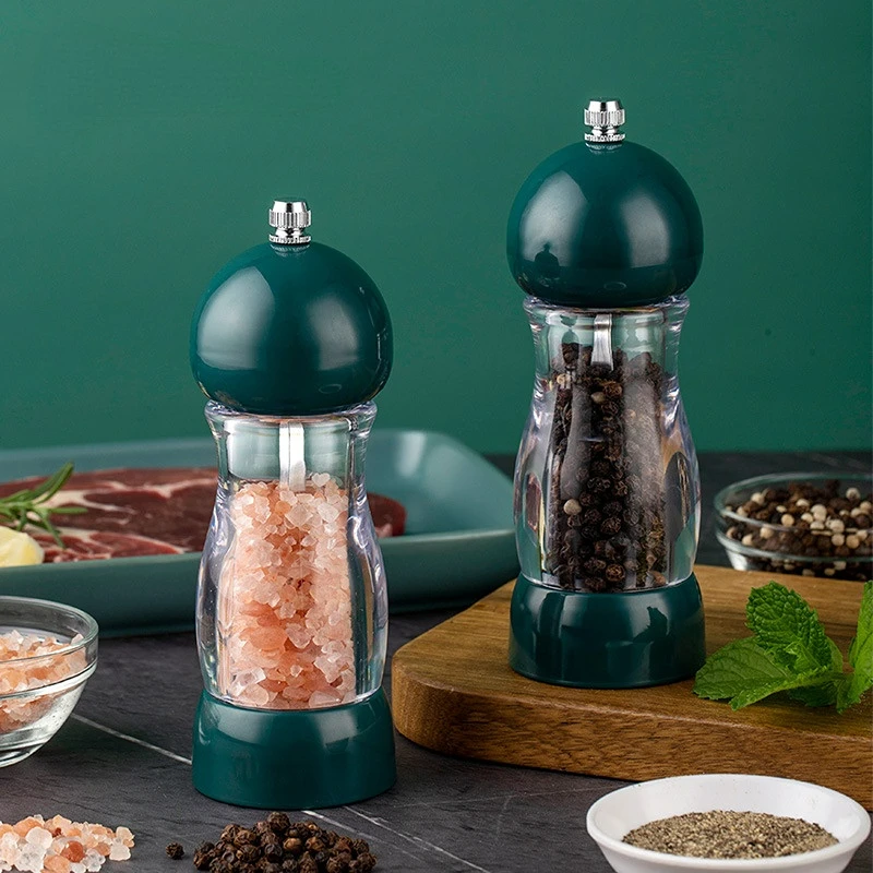 Ceramics PP Salt Pepper Sesame Hand Grinder Household Kitchen Seasoning Bottle Adjustable Blackish Green Table Decorations
