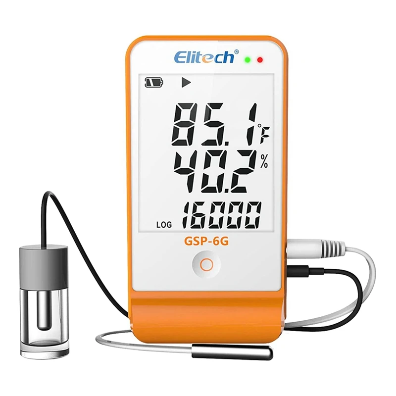 GSP-6G Elitech Digital Temperature Humidity Data Logger Refrigerator Thermometer Vaccine Fridge Temperature Monitor