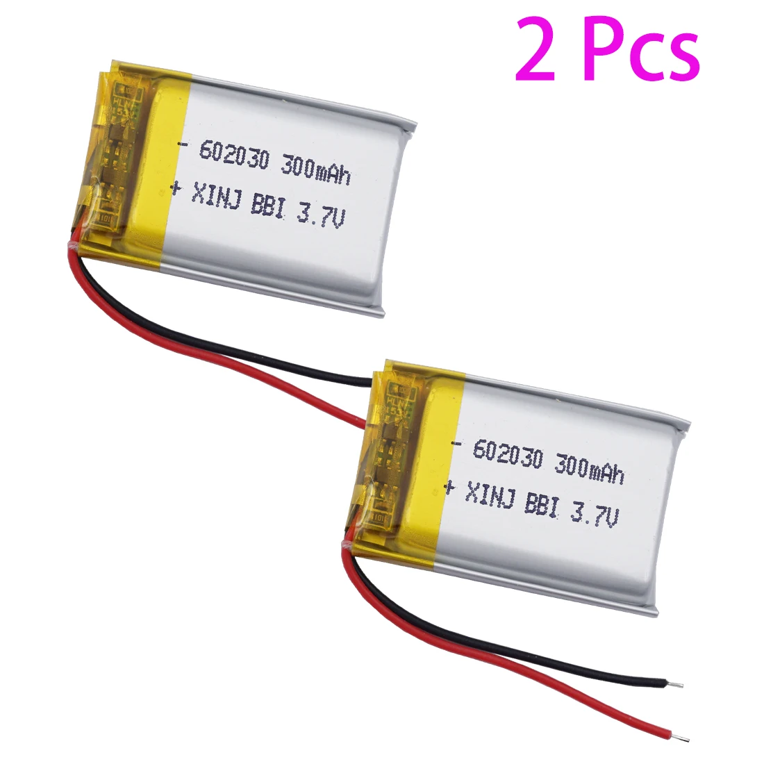 

2Pcs 3.7V 300mAh 1.11Wh Li-Polymer Rechargeable Lithium Li Battery 602030 For GPS Sat Nav Earphone Record Pen Car Camera MP3 MP4