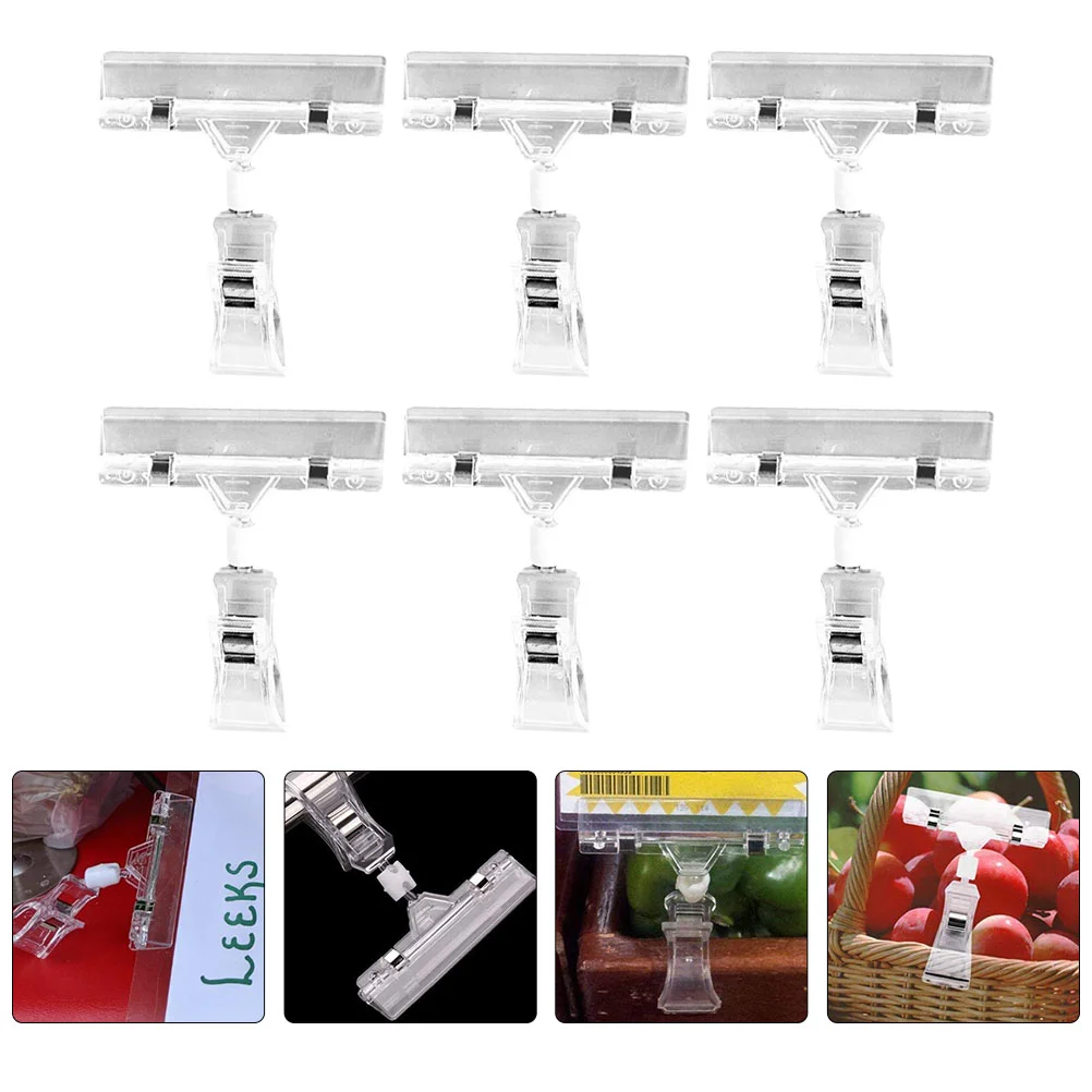 

25pcs Price Tag Plastic Clamp Merchandise Sign Clip Transparent Price Label Holder
