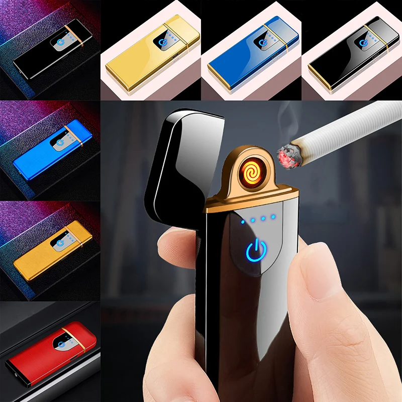 

Mini Electric Lighter USB Charging Touch Control Windproof With LED Indicator