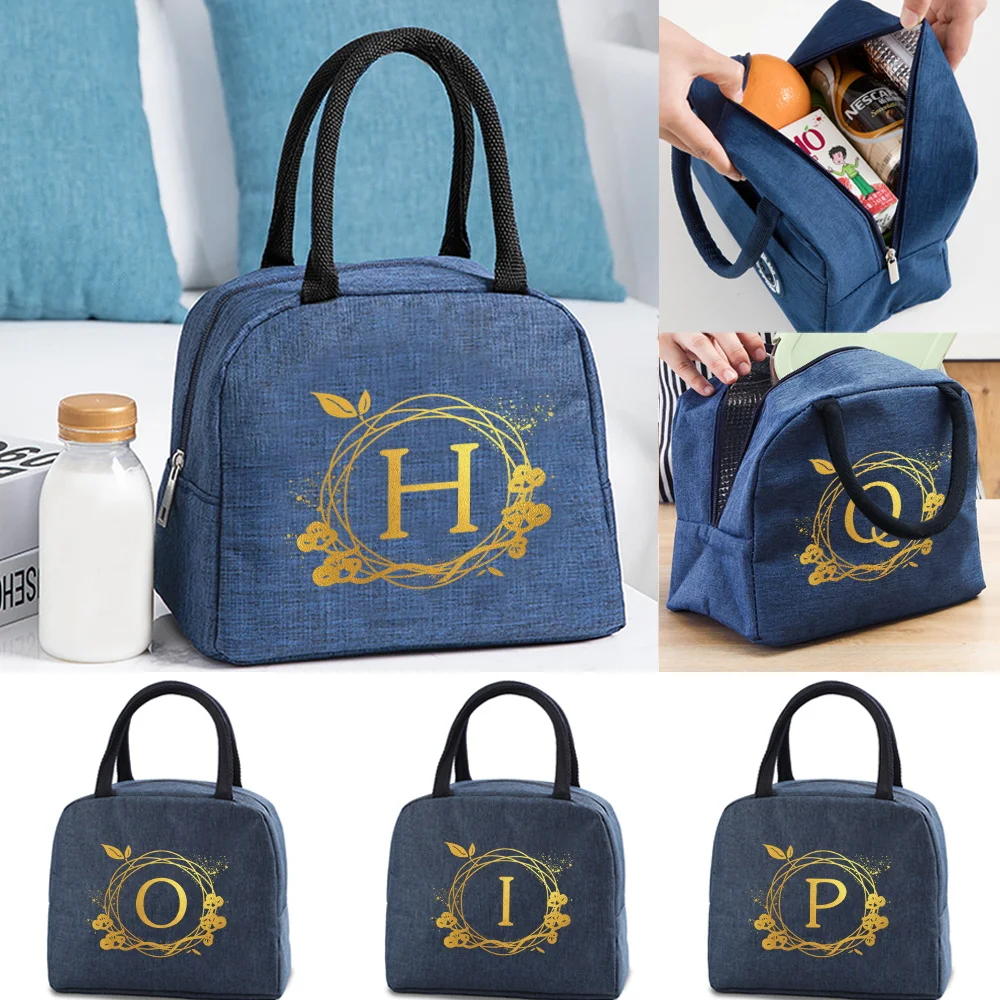 

Functional Lunch Bags for Women Portable Insulated Canvas Lunch Bag Wreath Pattern Cooler Food Box Thermal Outdoor Picnic Kids