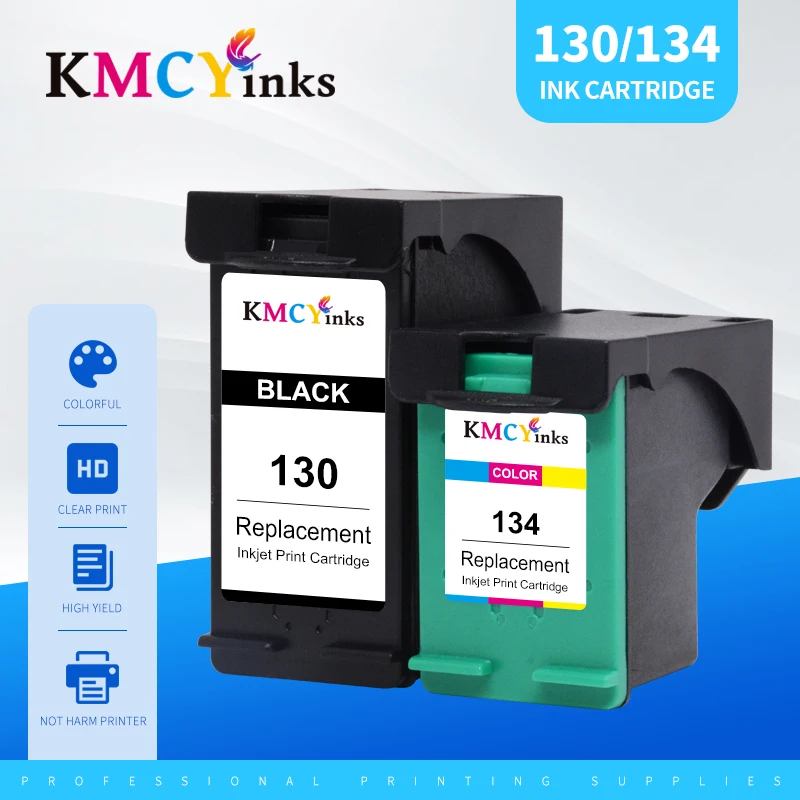 

KMCYinks Compatible for 130 134 Ink Cartridge for HP130 for H134 Officejet 7213 7313 7413 6313 K7103 Photosmart Pro 8353 B8353