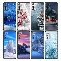 covers landscape winter light snow phone case for samsung galaxy s7 s8 s9 s10e s21 s20 fe plus ultra 5g soft silicone