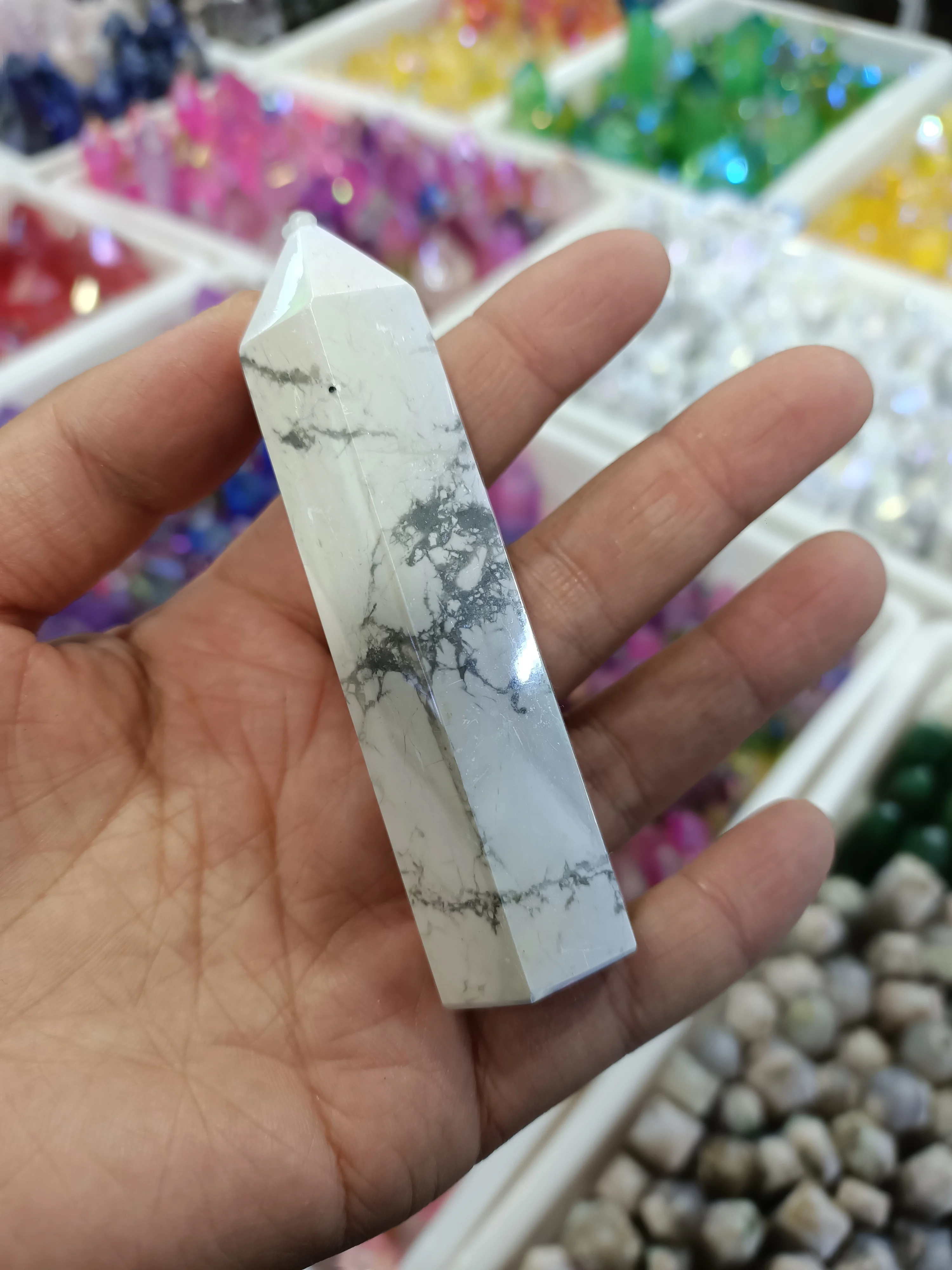 

1PC Natural White Turquoise Point Crystal Healing Kallaite Energy stone Natural Quartz Home Decor Reiki Polished Crafts 60-90mm
