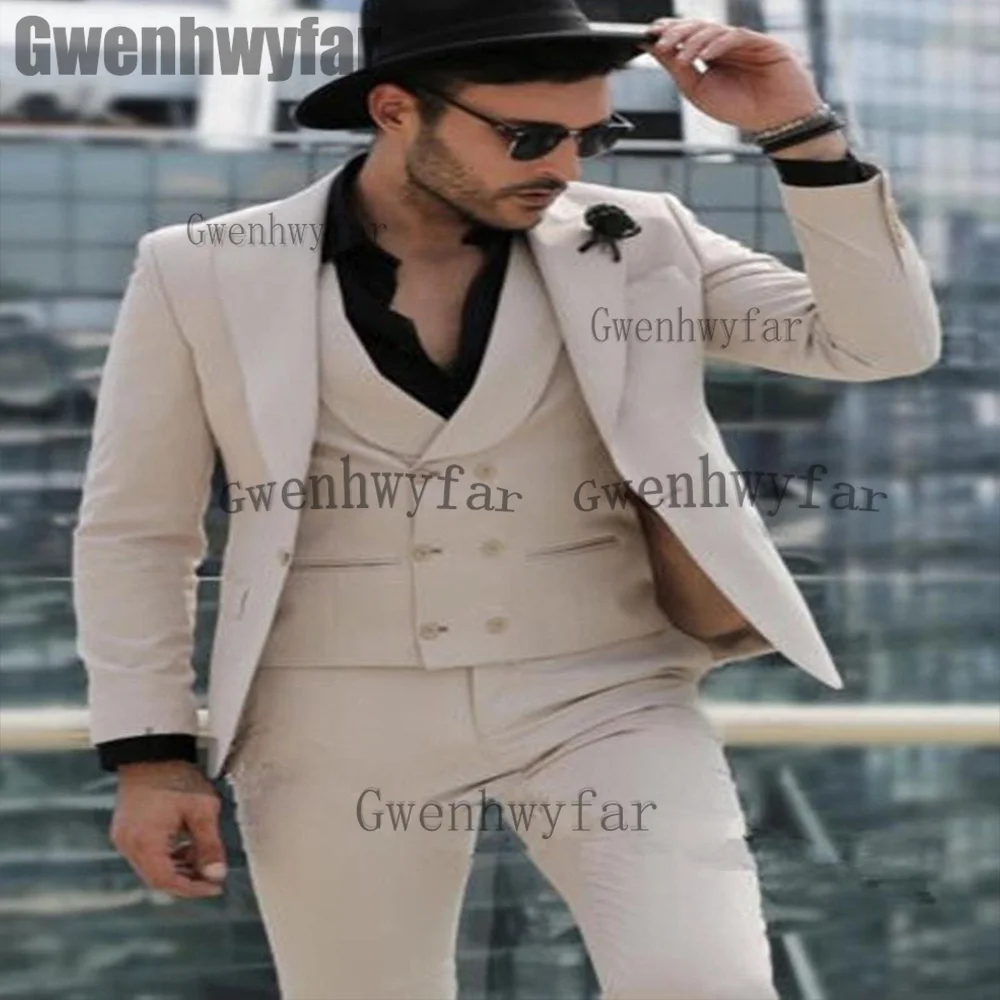 

Gwenhwyfar 3 Piece Men's Suits Formal Set Tuxedo Jacket Vest Pants Wedding Groomsmen Male Party Blazers Set (Jacket+Pant+Vest)