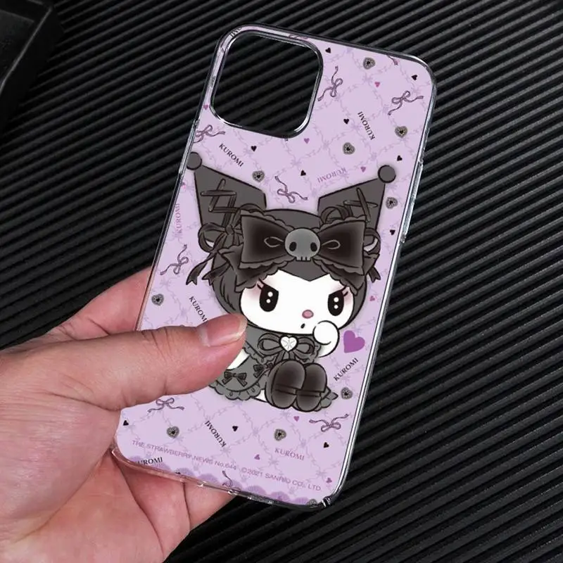 Милый мультяшный прозрачный чехол Kuromi для телефона iphone 14 13 12 11 Pro Max Mini XS 8 7 Plus X SE 2020