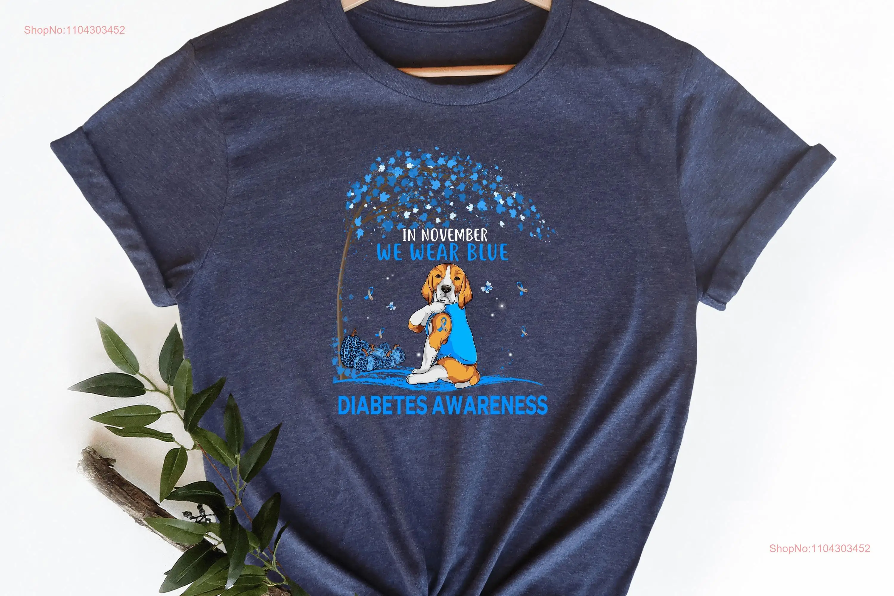 Футболка с информацией о диабете синяя лента месяц любитель собак диабетический