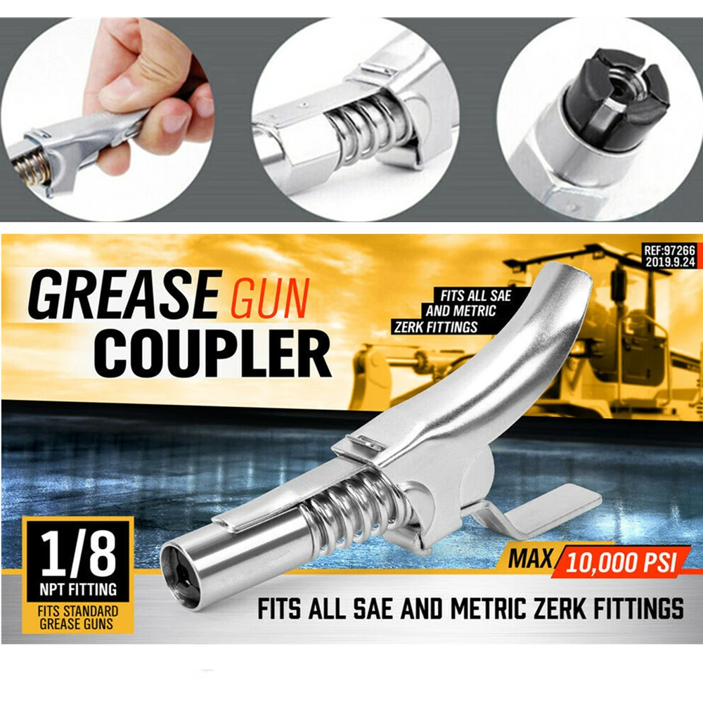 Grease Gun Adapter Car Grease Coupler Oil Injector Ez-Pz Lube Quick Release Lock On Coupling End 1/8