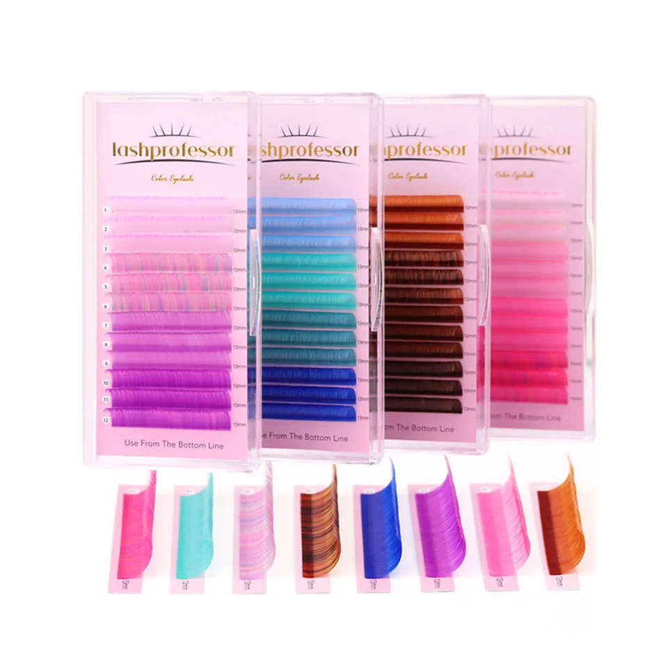 

Lashprofessor C D Mix Color Eyelash Extension Gradient Red Brown Purple Pink Individual Faux Mink Colored Lash For Makeup Supply
