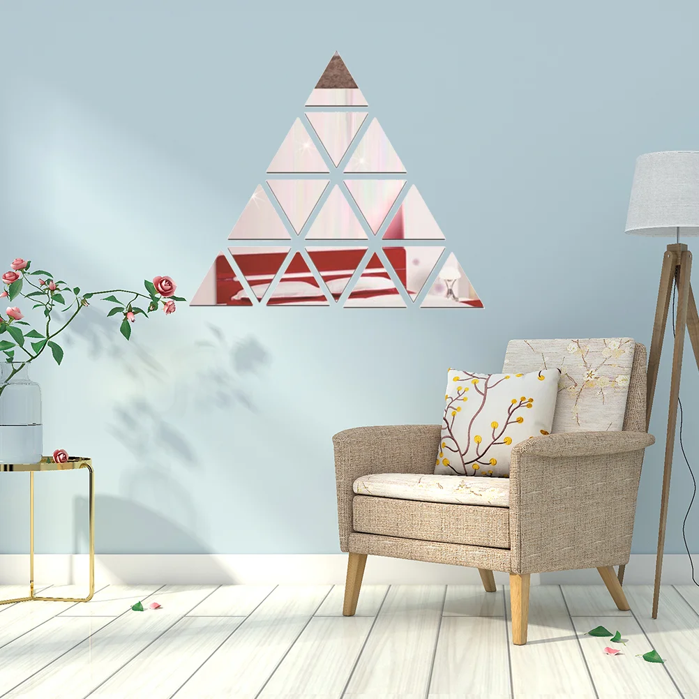 

1 Set of Simple Silver Wall Sticker Removable Wall Decor Triangles Pyramid Wall Sticker for Living Room