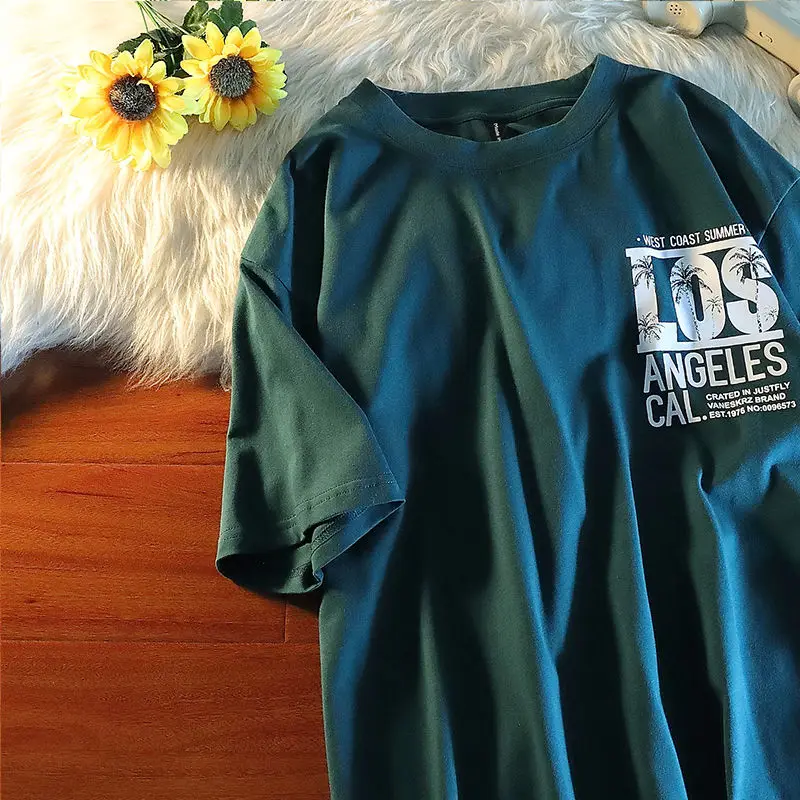 Хлопковая Повседневная футболка для мужчин и женщин летняя новая Гавайская