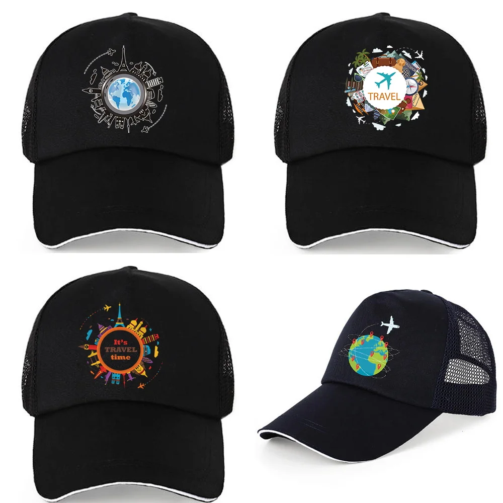 

Women Summer Sunscreen Visors Hats Adjustable Trend Men Baseball Hat Pure Cotton Back Buckle Mesh Caps Travel Print Fishing Cap