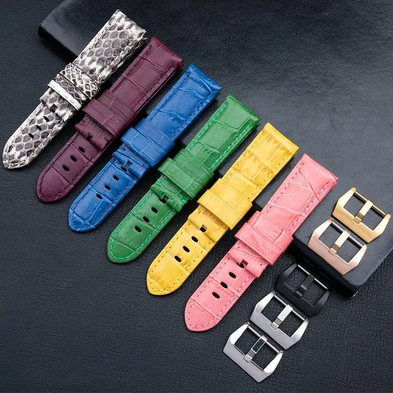 Ремешок HAODEE из натуральной кожи для мужских часов синий зеленый браслет Panerai