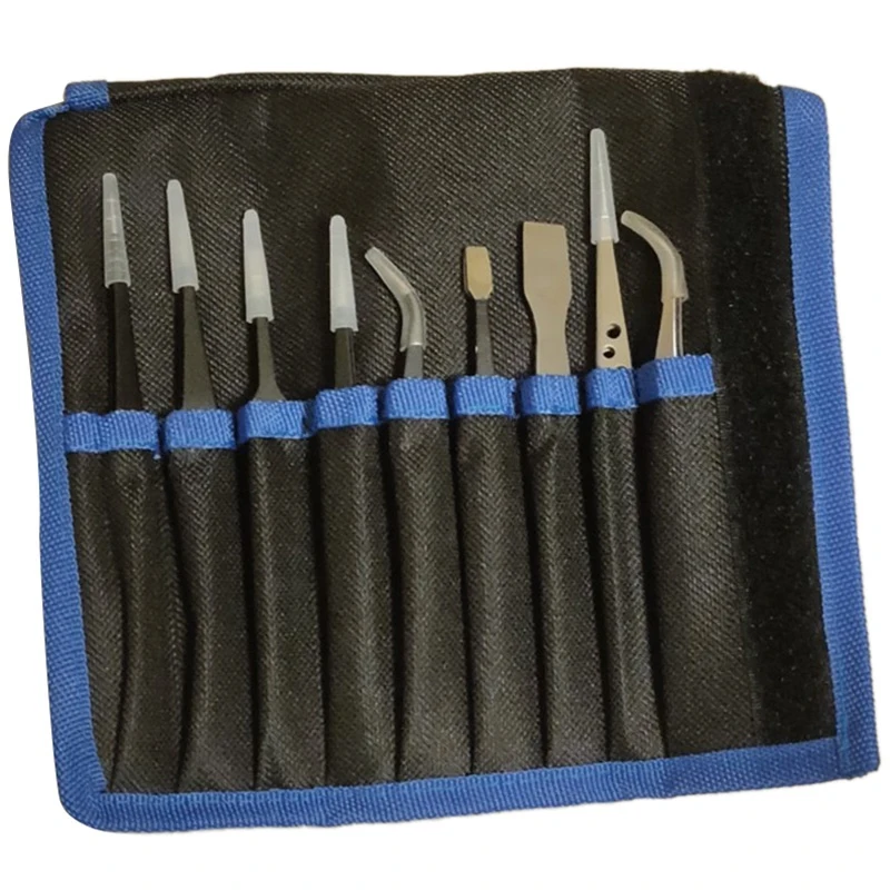 

Набор антистатических пинцетов 9шт./лот ESD с немагнитными наконечниками для ремонта электроники, инструменты для пайки