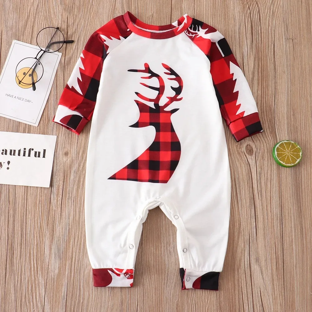 Ebay Amazon new family set Christmas European and American home wear printed baby antler pajama set available