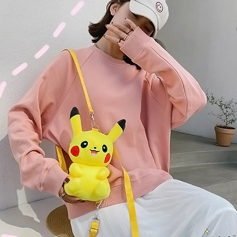 

Pokemon Pikachu Plush Backpack Mimikyu Eevee Mew Gengar Snorlax Bag Soft Schoolbag Kawaii Suffed Toy Children's Day Gift