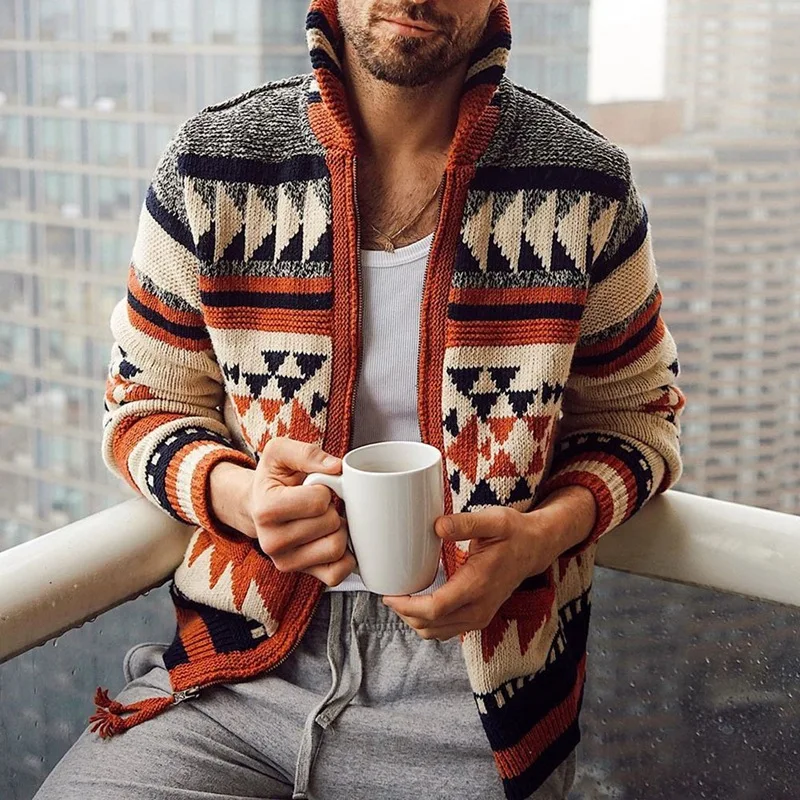 Men's Sweaters Coats Autumn and Winter Zipper Fashion  Cardigan Jacket Long Sleeve Lapel Sweater Men's Ropa De Invierno