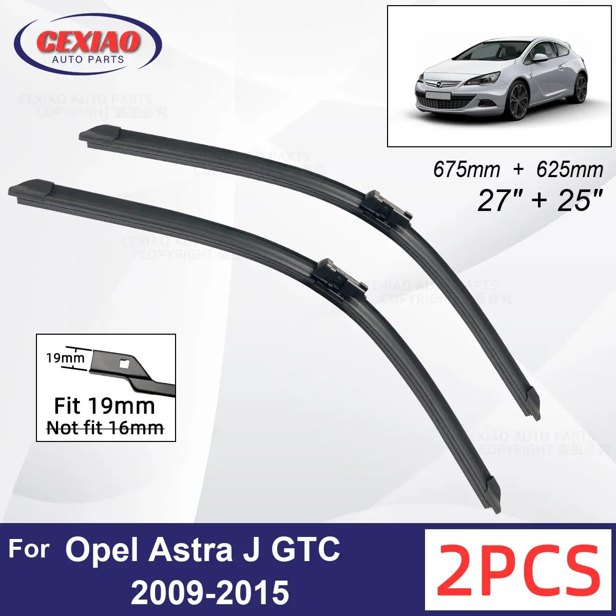 

Car Wiper For Opel Astra J GTC 2009-2015 Front Wiper Blades Soft Rubber Windscreen Wipers Auto Windshield 27"+25" 675mm + 625mm