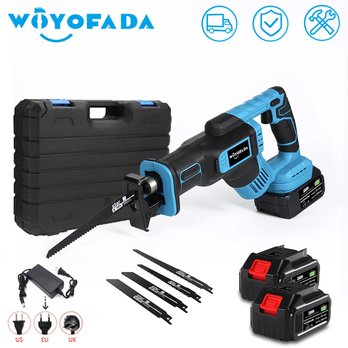 Cordless Electric Reciprocating Saw Saber Saw Cutting Saw Portable Power Tools With Plastic Box For 18V Makita Battery