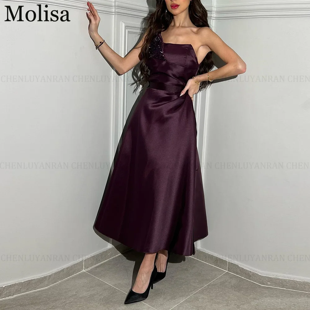 Женское длинное вечернее платье MOLISA фиолетовое официальное ТРАПЕЦИЕВИДНОЕ