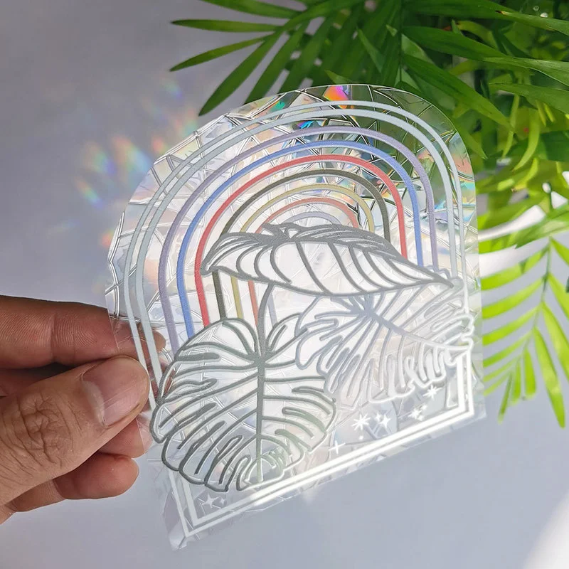 Self Adhesive PVC Solar Catcher Sticker 3D Ecology Rainbow Effect Window Film for Home Bedroom Glass Window Sticker Decoration