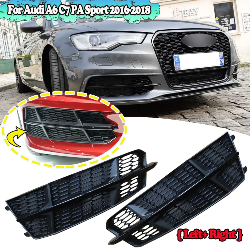 

Auto Left Right Side Front Lower Bumper Fog Light Grille Foglamp Grill Cover Replacement For Audi A6 S-line Sport 2016 2017 2018