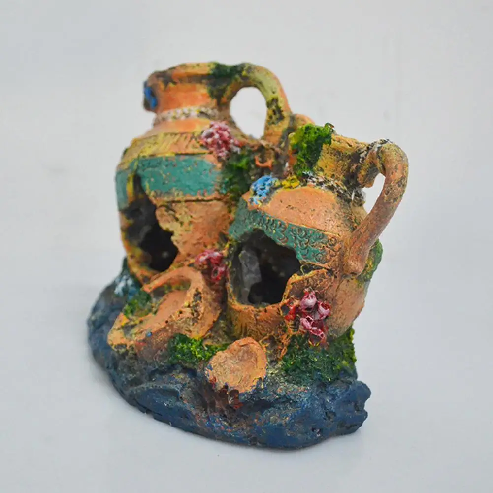 

NEW Aquarium Fish Tank Artificial Resin Ornament Double Colorful Bucket Landscaping Hideaway House Decoration