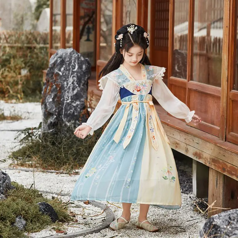 

Chinese Hanfu Girl Children Cosplay Costumes Chiffon Princess Tang Suit Kids Hanfu Chinese Traditional Embroidery Dress