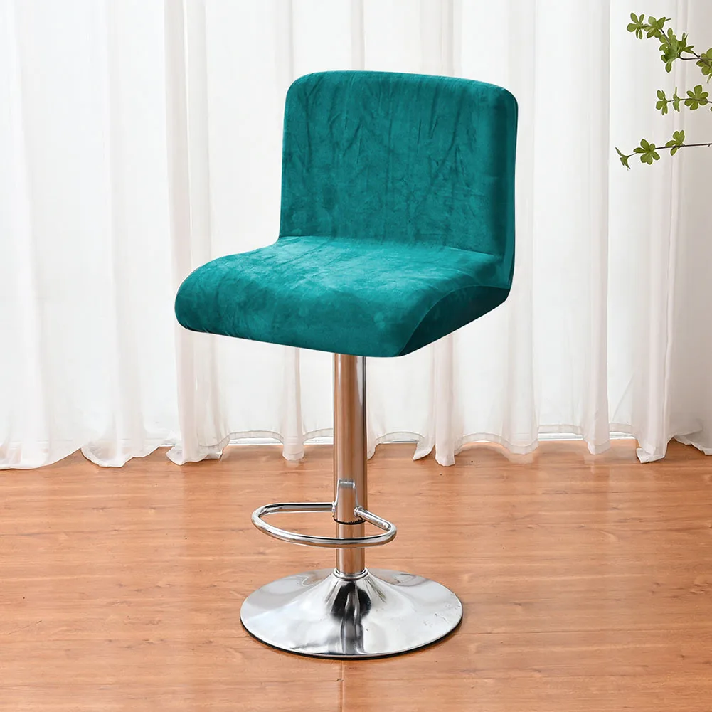 

1PC Chair Cover Seat Cover Silver Fox Fur High Stool Stretch Chair Cover Bar Low Back Chair Cover For Dining Banquet Restaurant