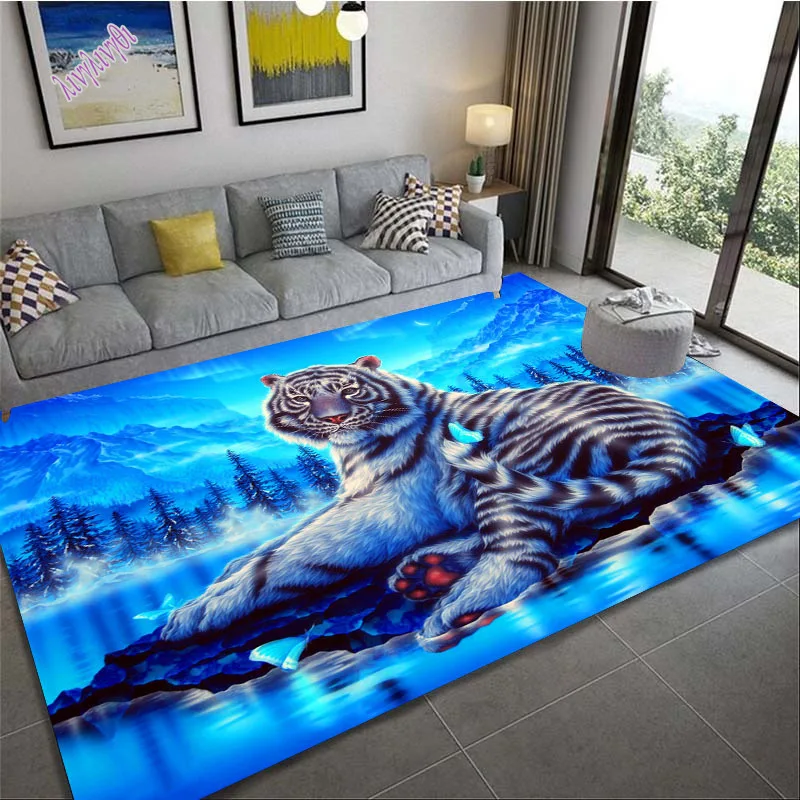 

LOUSIDREAM Cartoon Tiger Carpet Living Room Home Decor Sofa Table Rug Anti Slip Chair Cushion Lounge Mat