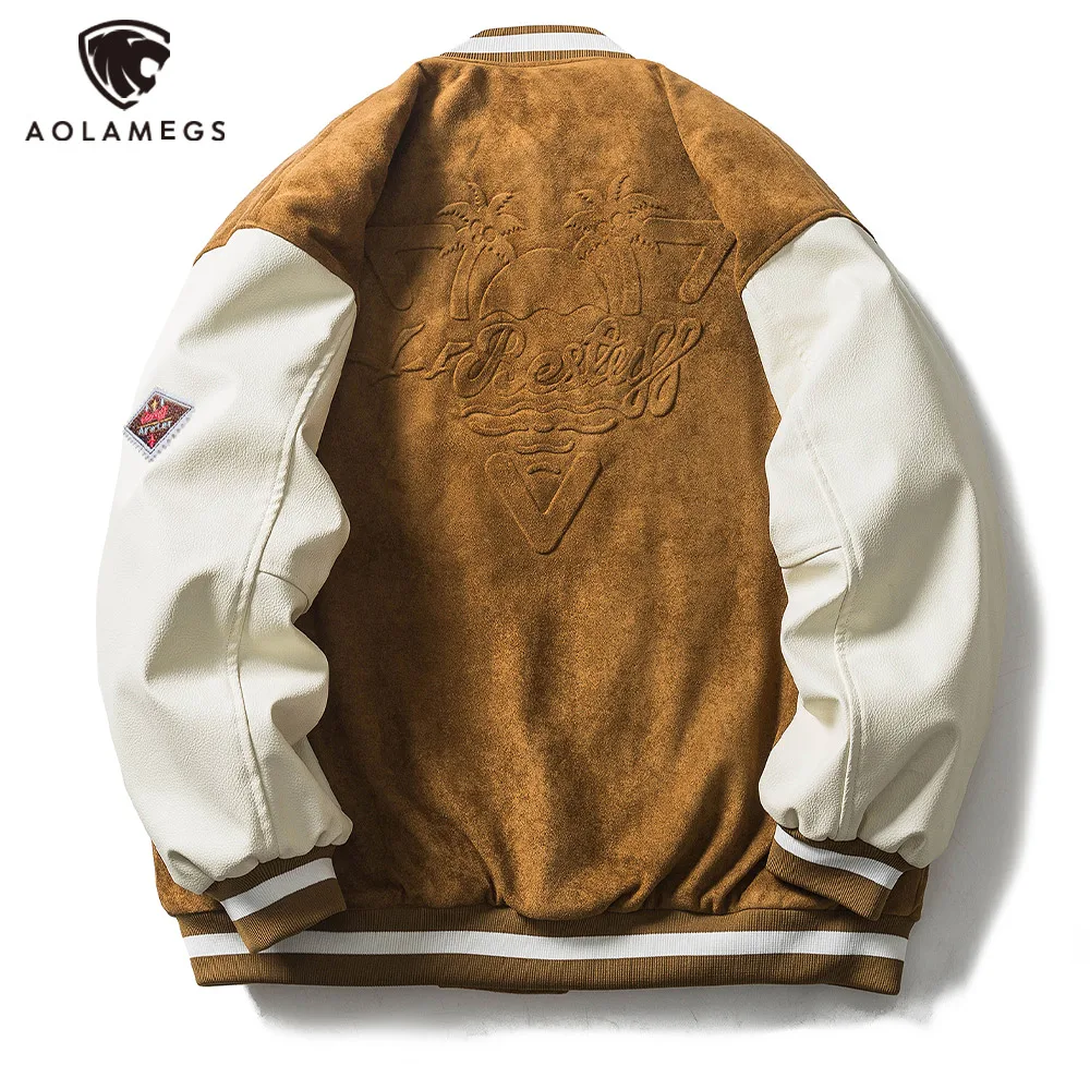 

Vintage Men Baseball Uniform Jacket Splicing Loose Jacket Coats Simple Print Fashion Coat Top Autumn Casual Harajuku Streetwear