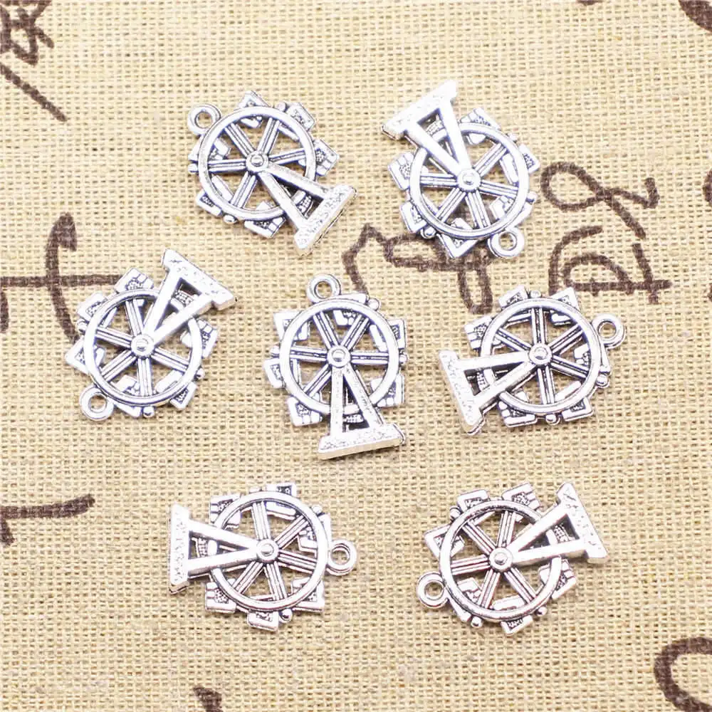 5 шт., серебряные подвески в античном стиле, 11x22 мм