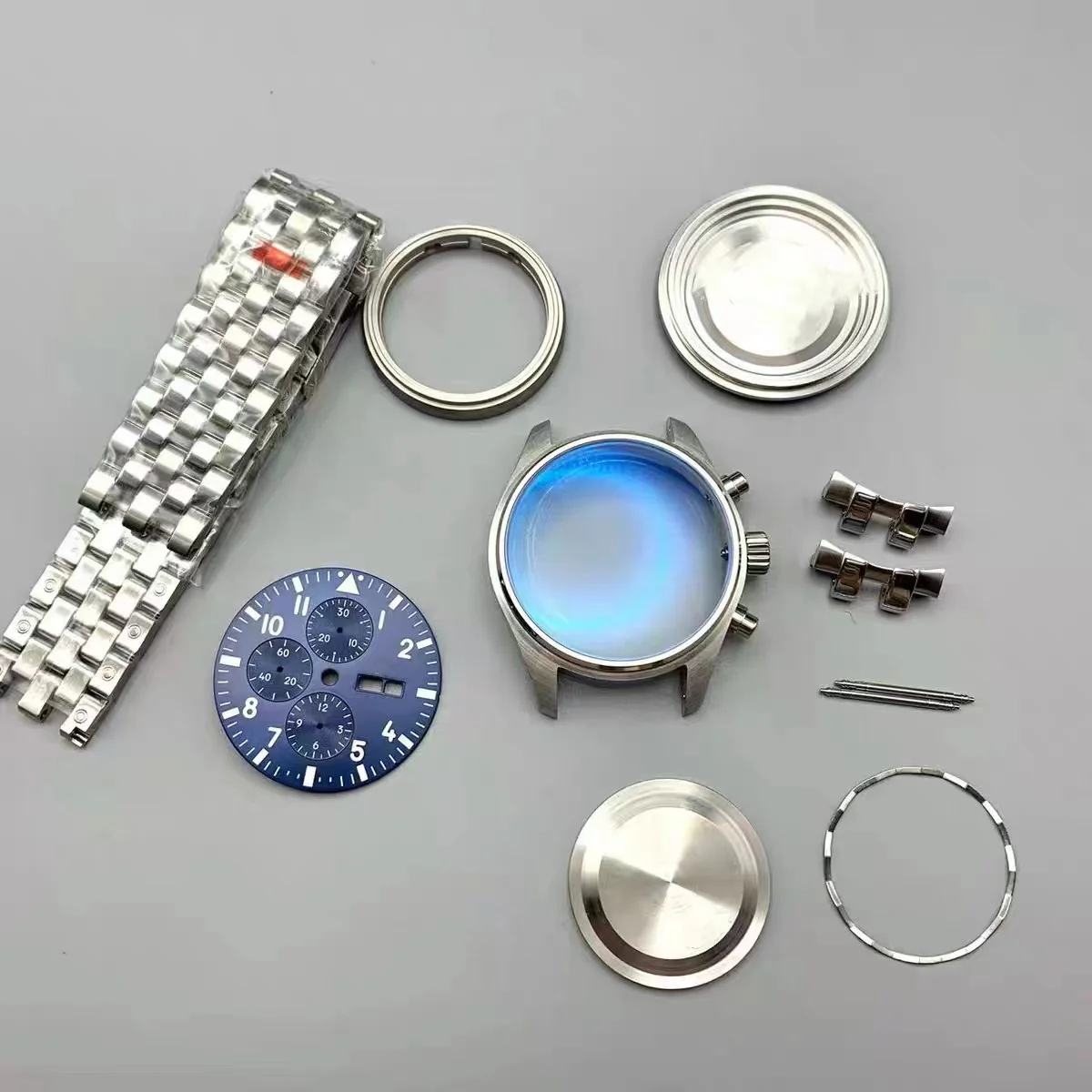 

43mm Assemble watch case set Green luminous ZF Dial for ETA 7750 movement stainless steel strap sapphire