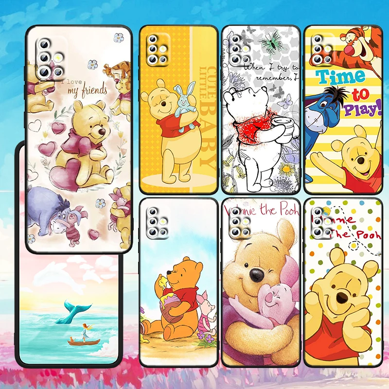 

2022 Disney Winnie the Pooh For Samsung A23 A50 A30 A73 A71 A53 A52 A51 A33 A32 A22 A03S A03 A02S A31 5G Black Soft Phone Case