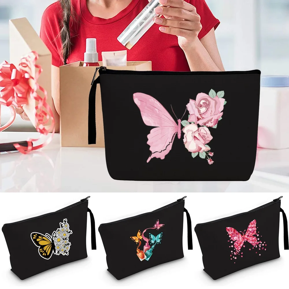 

Women Cosmetic Bag Wedding Make Up Bag Outdoor Travel Toiletry Storage Bag Butterfly Printing Beauty Makeup Case Organizer