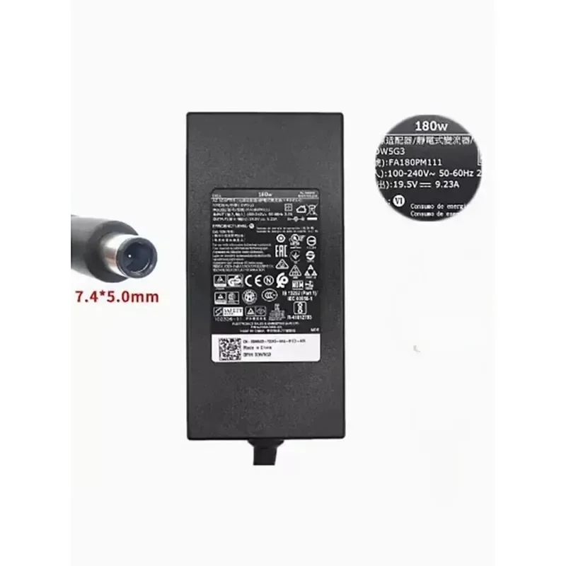 너 Original Dell 180W AC Ładowarka do laptopa G5 G7 5587 5590 7588 7590 7790 LA180PM180 DA180PM111 Zasilacz