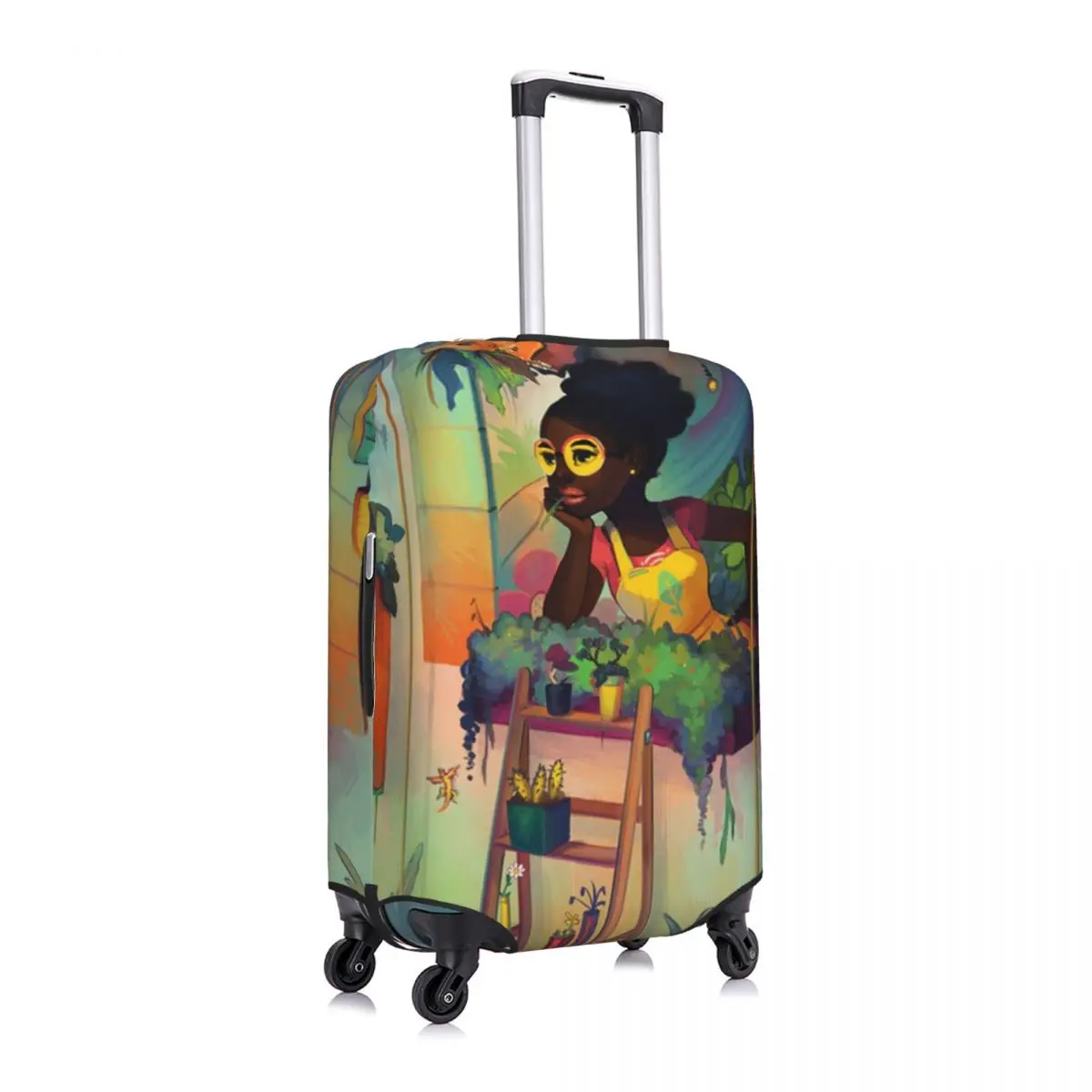 

Beautiful African Woman Luggage Cover Spandex Suitcase Protector Fits 19-21 Inch