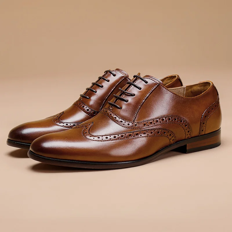 

Men Shoes 2022 New Spring Dress High Quality Business Geunine Leather Lace-up Footwear Formal Shoes Wedding Party