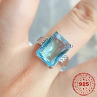 hoyon fashion luxury blue diamond ring for women jewelry sliver 925 topaz wedding engagement rings sapphire rings hand jewelry