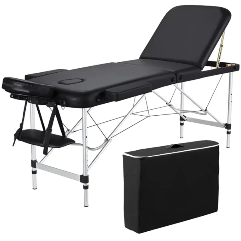 

84 "3-секционный портативный массажный стол для спа-процедур, черный