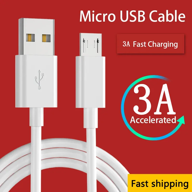 Кабель Micro USB Для Быстрой Зарядки 3A Huawei Samsung Xiaomi Redmi Android V8 — Порт Телефона И Шнур