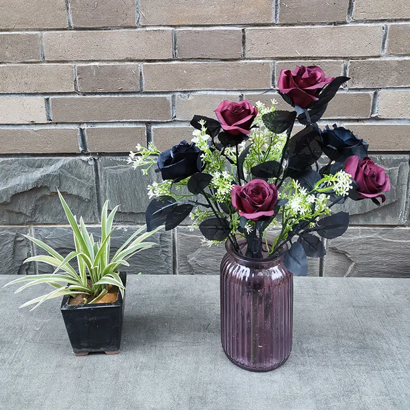 Искусственные розы AIVIYI черные шелковые 8-9 см