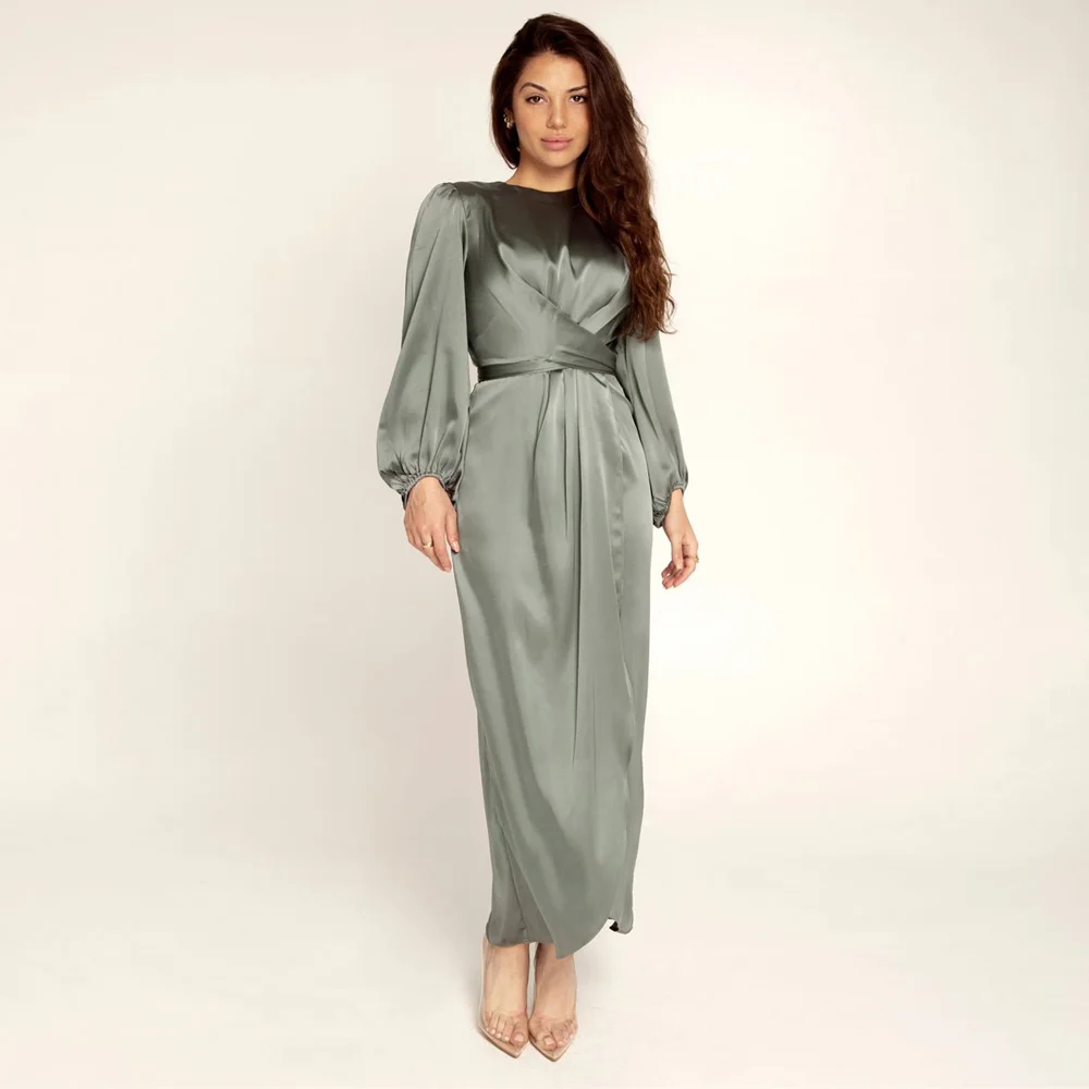 

Платье в арабском стиле, мусульманское свежее и милое атласное длинное платье с юбкой, женское платье в мусульманском стиле, новинка 2021, дли...