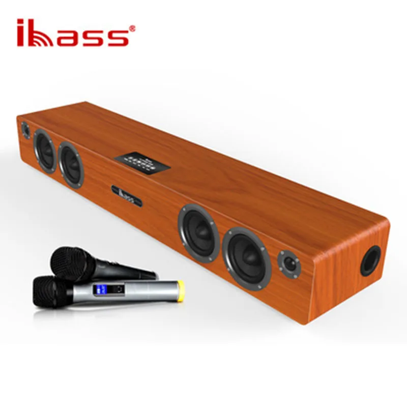 

300W Home Theater K-song Bluetooth Speaker Powerful Treble Soundbox TV Soundbar Wooden HIFI Stereo Subwoofer Fiber Coaxial Input