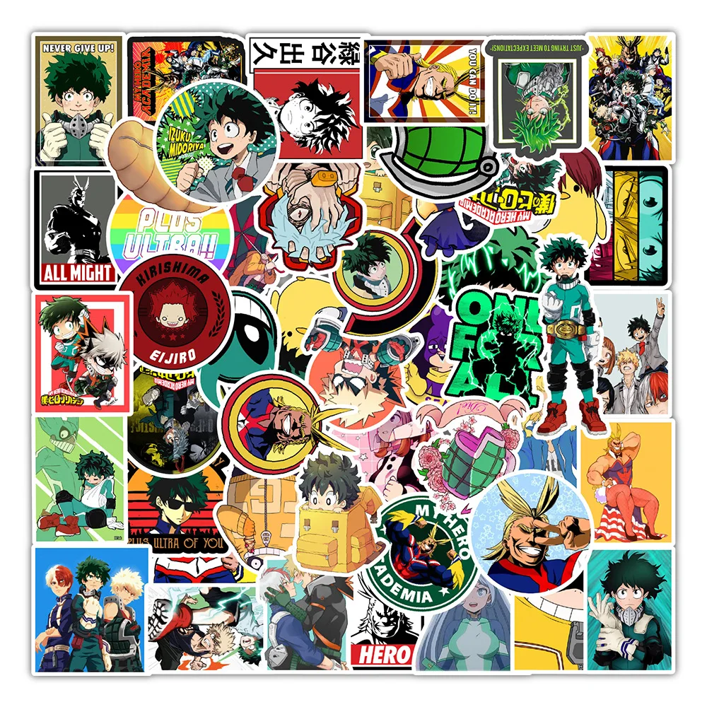 

10/30/50/100Pcs My Hero Academia Anime Stickers Laptop Skateboard Izuku Midoriya Might Boku No Hero Academia Cartoon Sticker Toy