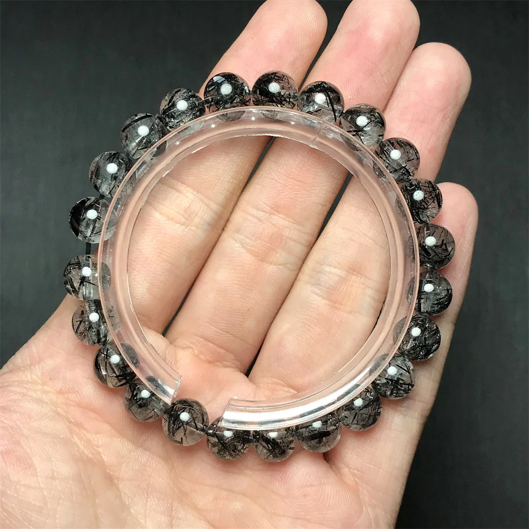 

8mm Natural Black Rutilated Quartz Bracelet For Women Lady Men Beauty Luck Gift Crystal Energy Beads Strands Jewelry AAAAA